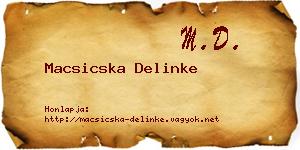 Macsicska Delinke névjegykártya